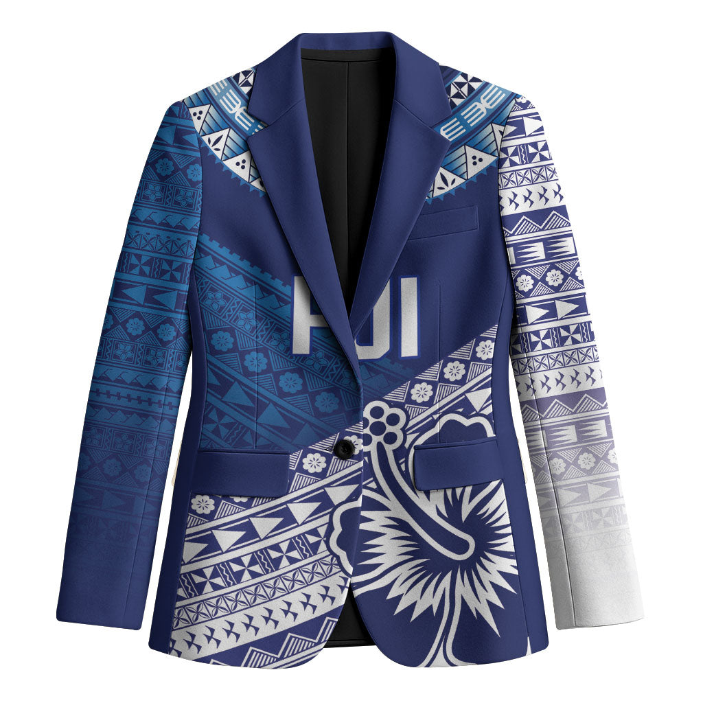 Custom Rugby Fiji Blazer Blue Traditional Masi Inspired