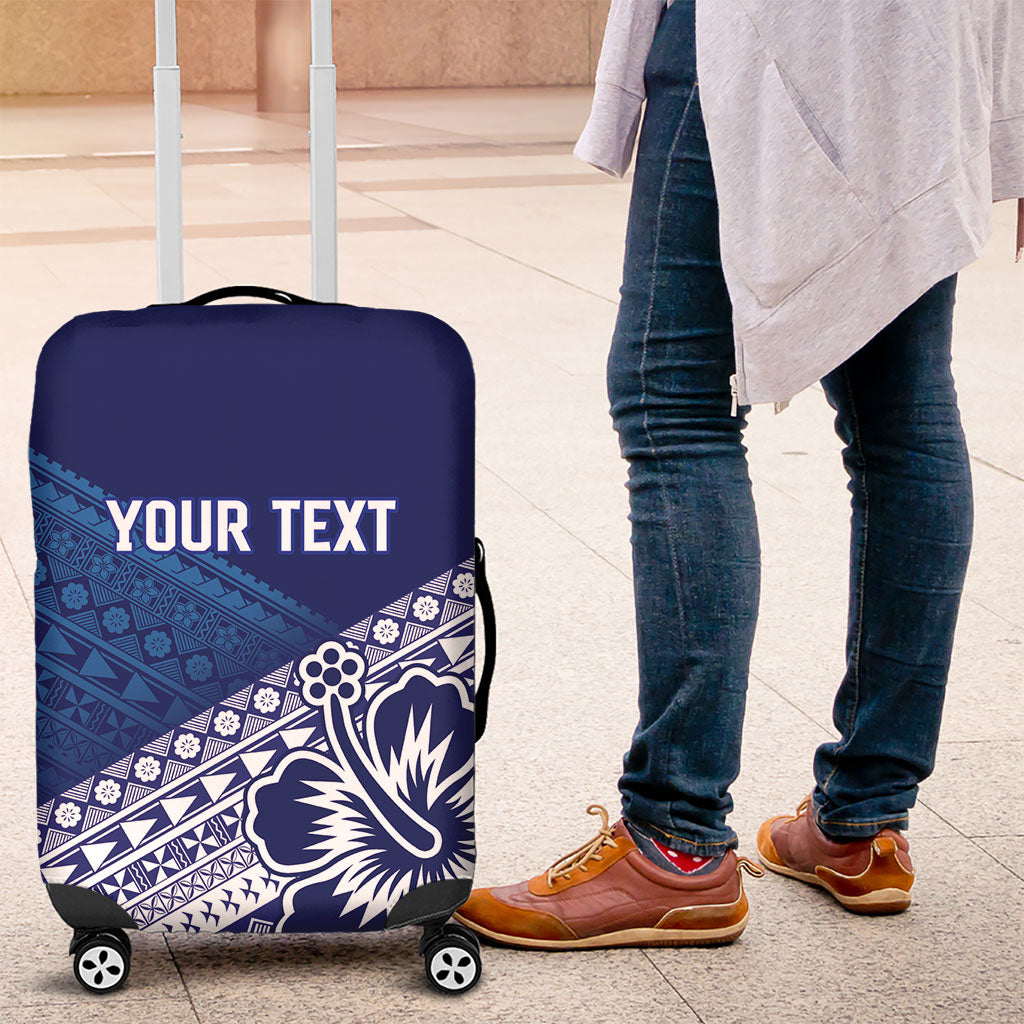 Custom Rugby Fiji Luggage Cover Blue Traditional Masi Inspired LT9 Blue - Polynesian Pride