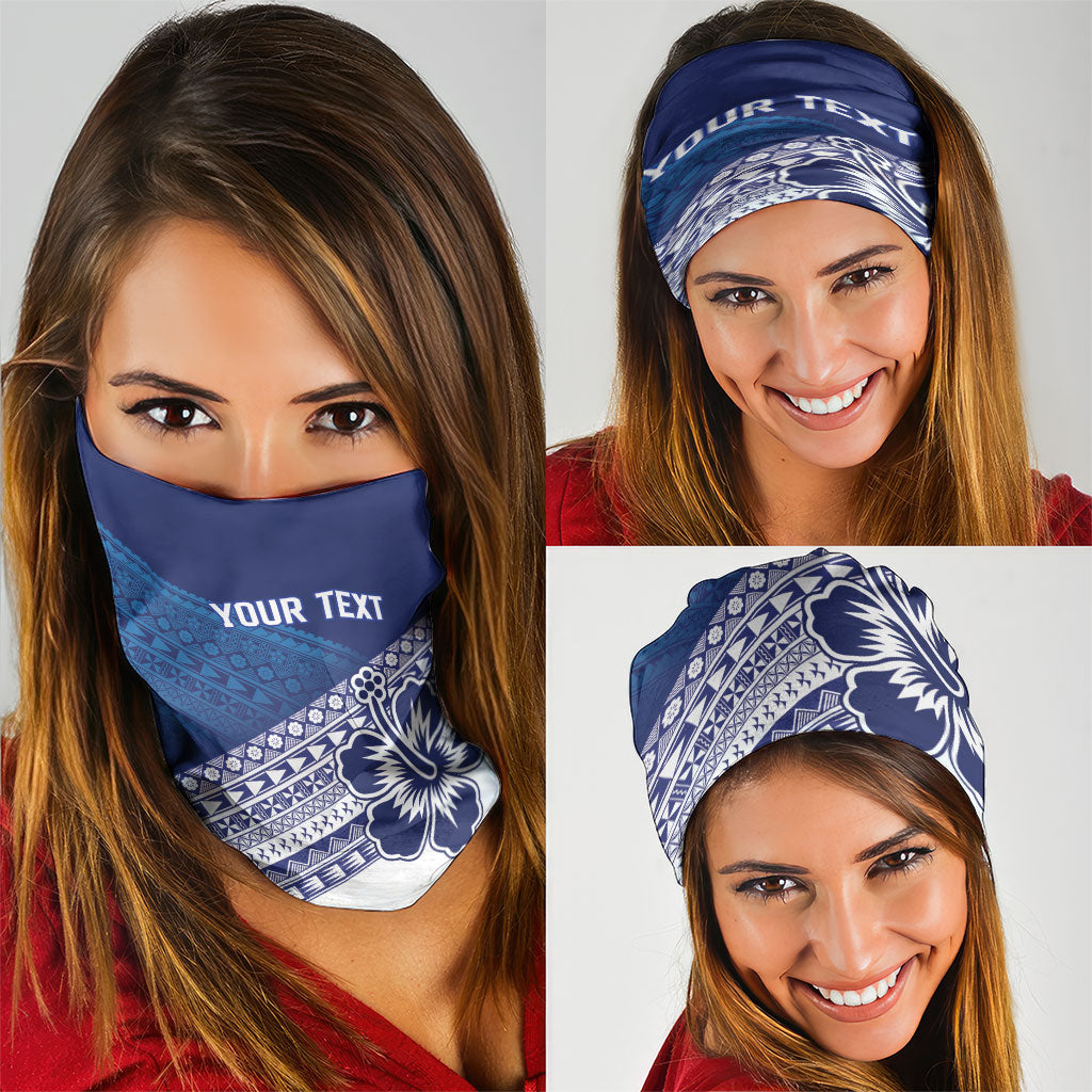 Custom Rugby Fiji Neck Gaiter Blue Traditional Masi Inspired