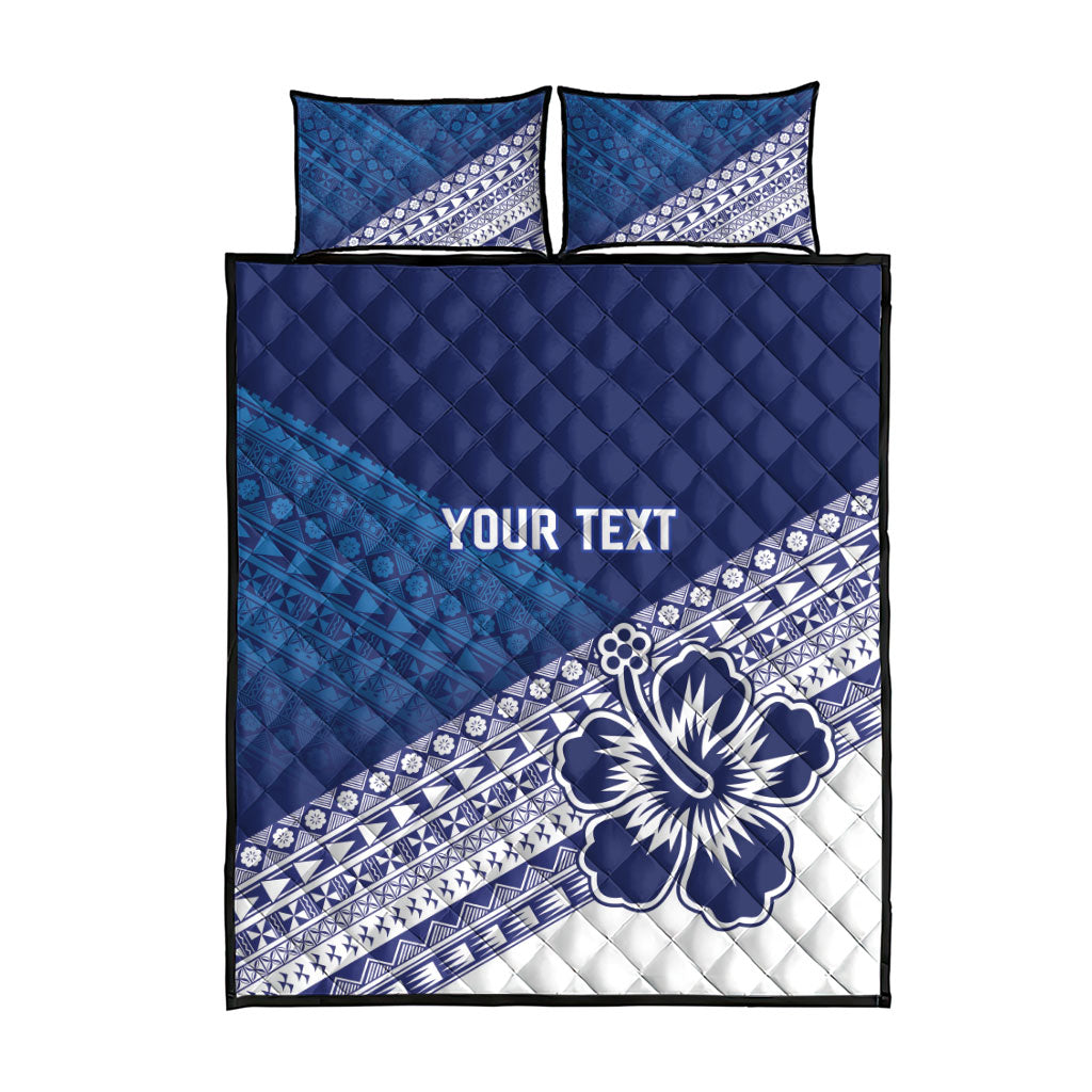 Custom Rugby Fiji Quilt Bed Set Blue Traditional Masi Inspired