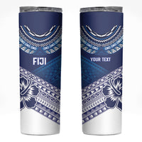 Custom Rugby Fiji Skinny Tumbler Blue Traditional Masi Inspired