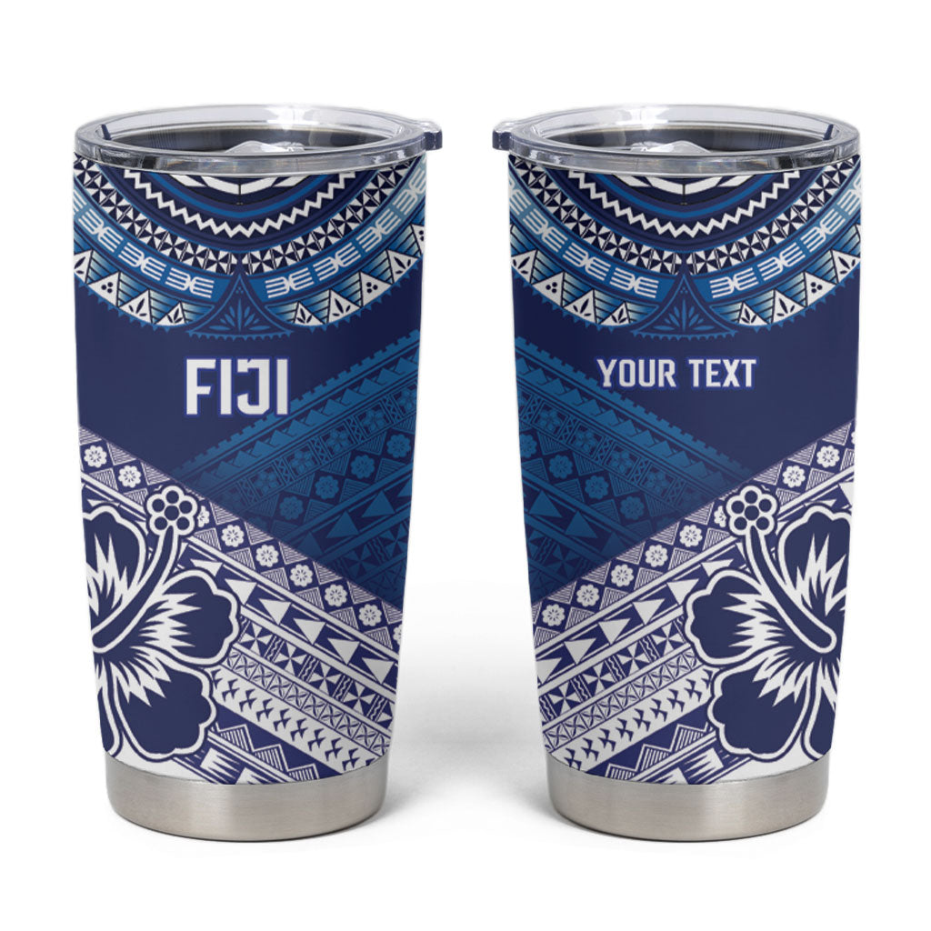 Custom Rugby Fiji Tumbler Cup Blue Traditional Masi Inspired LT9 Blue - Polynesian Pride