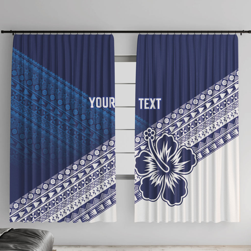 Custom Rugby Fiji Window Curtain Blue Traditional Masi Inspired