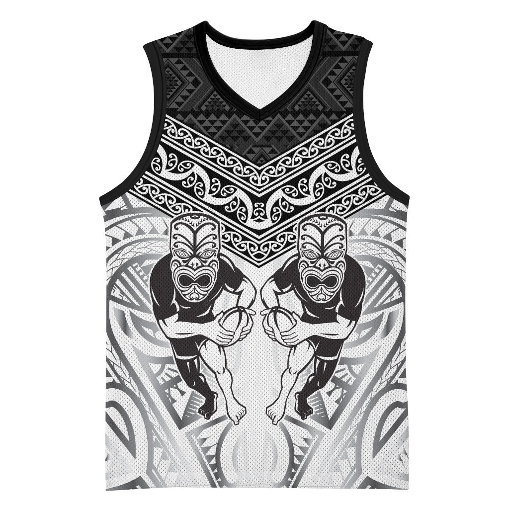Custom Rugby New Zealand Black Fern Basketball Jersey Niho Taniwha Inspired LT9 Unisex White - Polynesian Pride