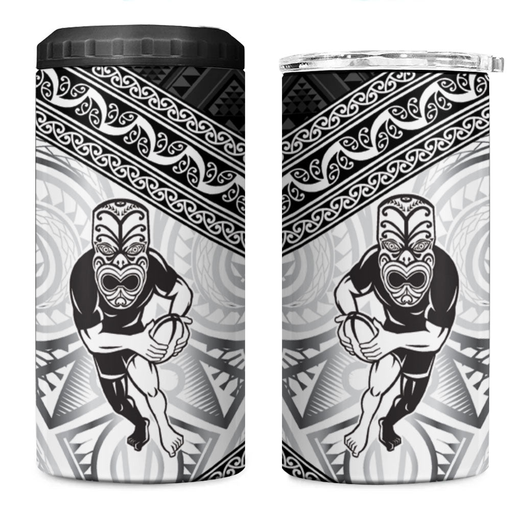 Custom Rugby New Zealand Black Fern 4 in 1 Can Cooler Tumbler Niho Taniwha Inspired LT9 One Size: 16 oz White - Polynesian Pride