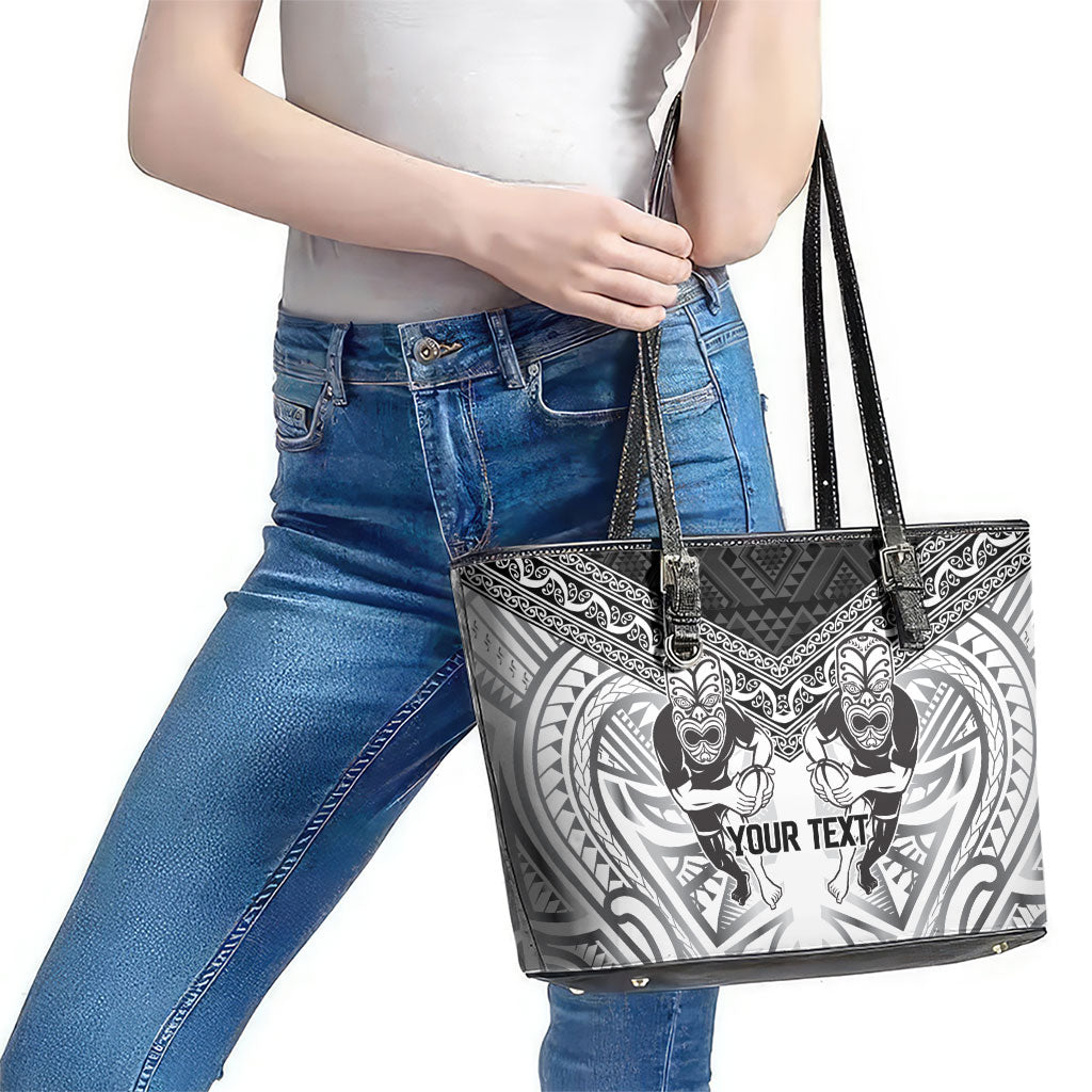 Custom Rugby New Zealand Black Fern Leather Tote Bag Niho Taniwha Inspired