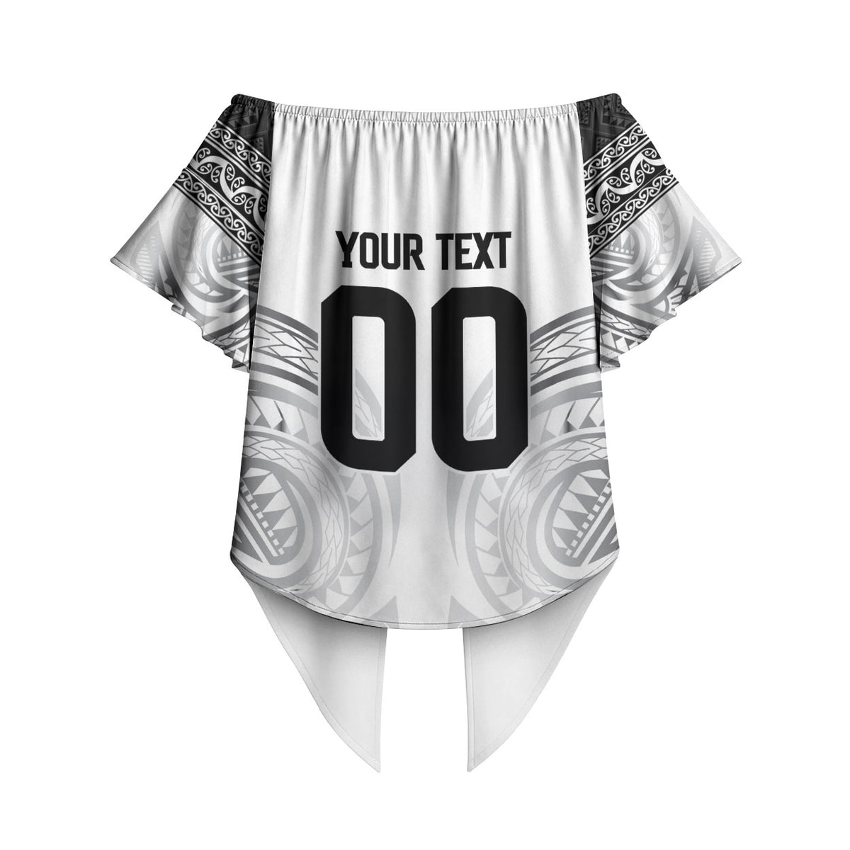 Custom Rugby New Zealand Black Fern Off Shoulder Wrap Waist Top Niho Taniwha Inspired LT9 - Polynesian Pride