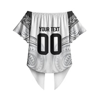 Custom Rugby New Zealand Black Fern Off Shoulder Wrap Waist Top Niho Taniwha Inspired LT9 - Polynesian Pride