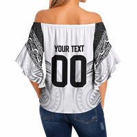 Custom Rugby New Zealand Black Fern Off Shoulder Wrap Waist Top Niho Taniwha Inspired LT9 - Polynesian Pride