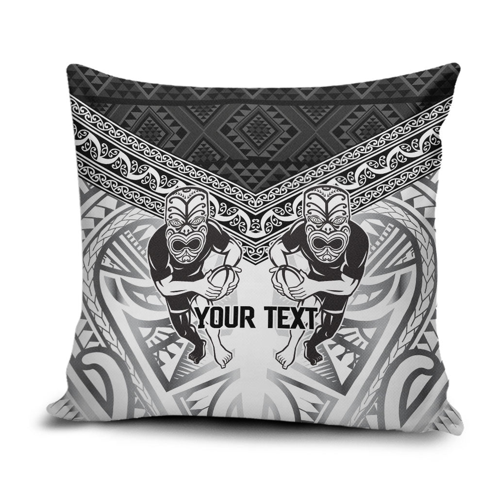 Custom Rugby New Zealand Black Fern Pillow Cover Niho Taniwha Inspired LT9 White - Polynesian Pride