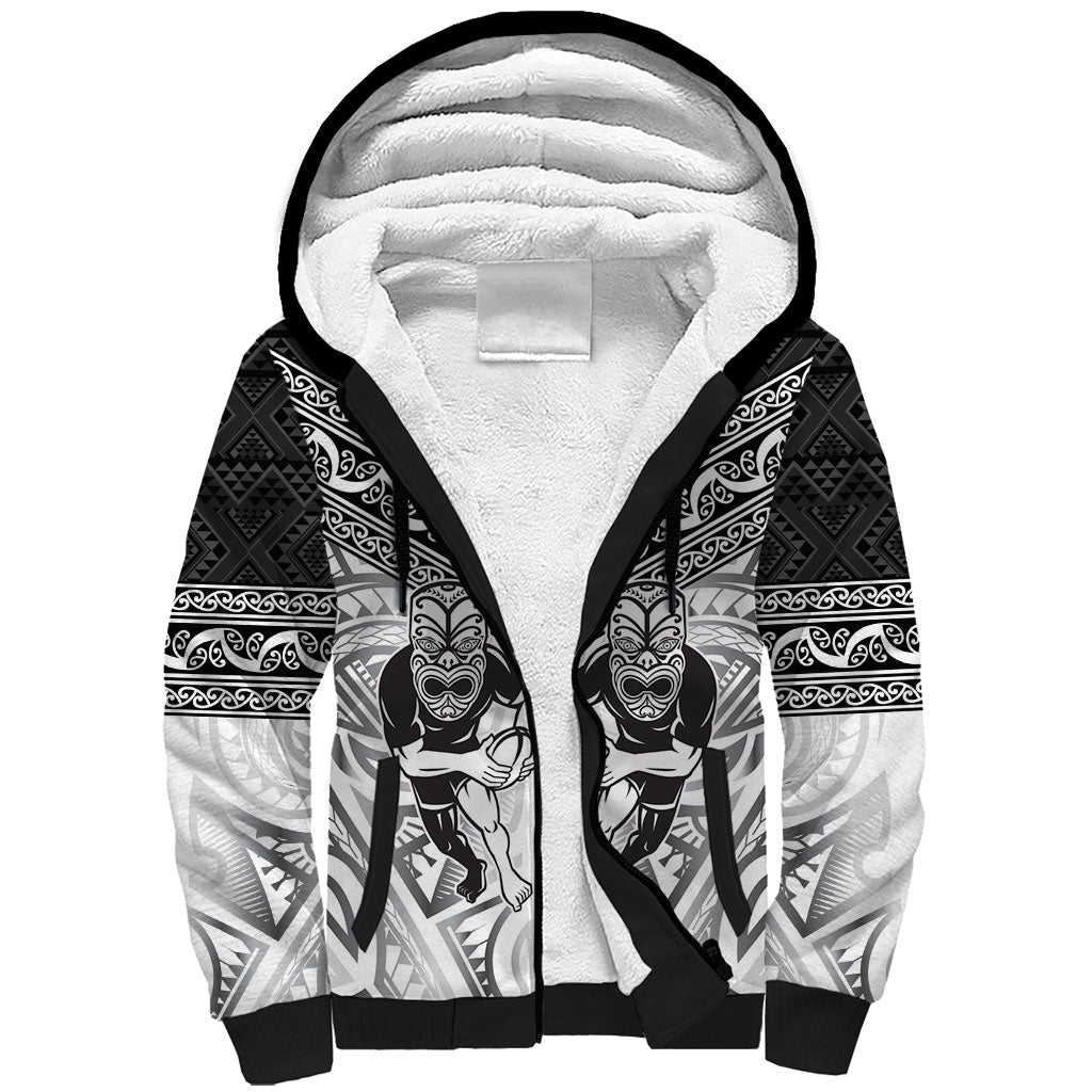 Custom Rugby New Zealand Black Fern Sherpa Hoodie Niho Taniwha Inspired LT9 Unisex White - Polynesian Pride