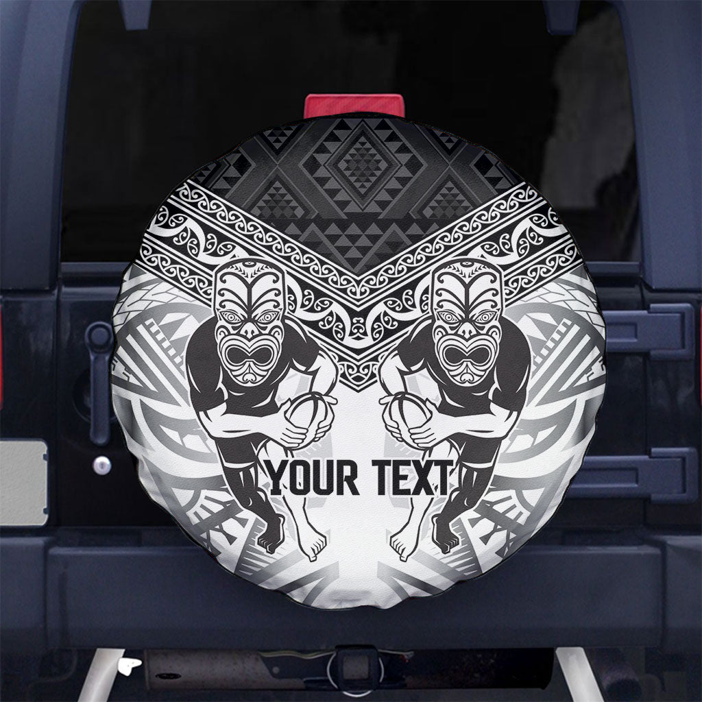 Custom Rugby New Zealand Black Fern Spare Tire Cover Niho Taniwha Inspired LT9 No hole White - Polynesian Pride