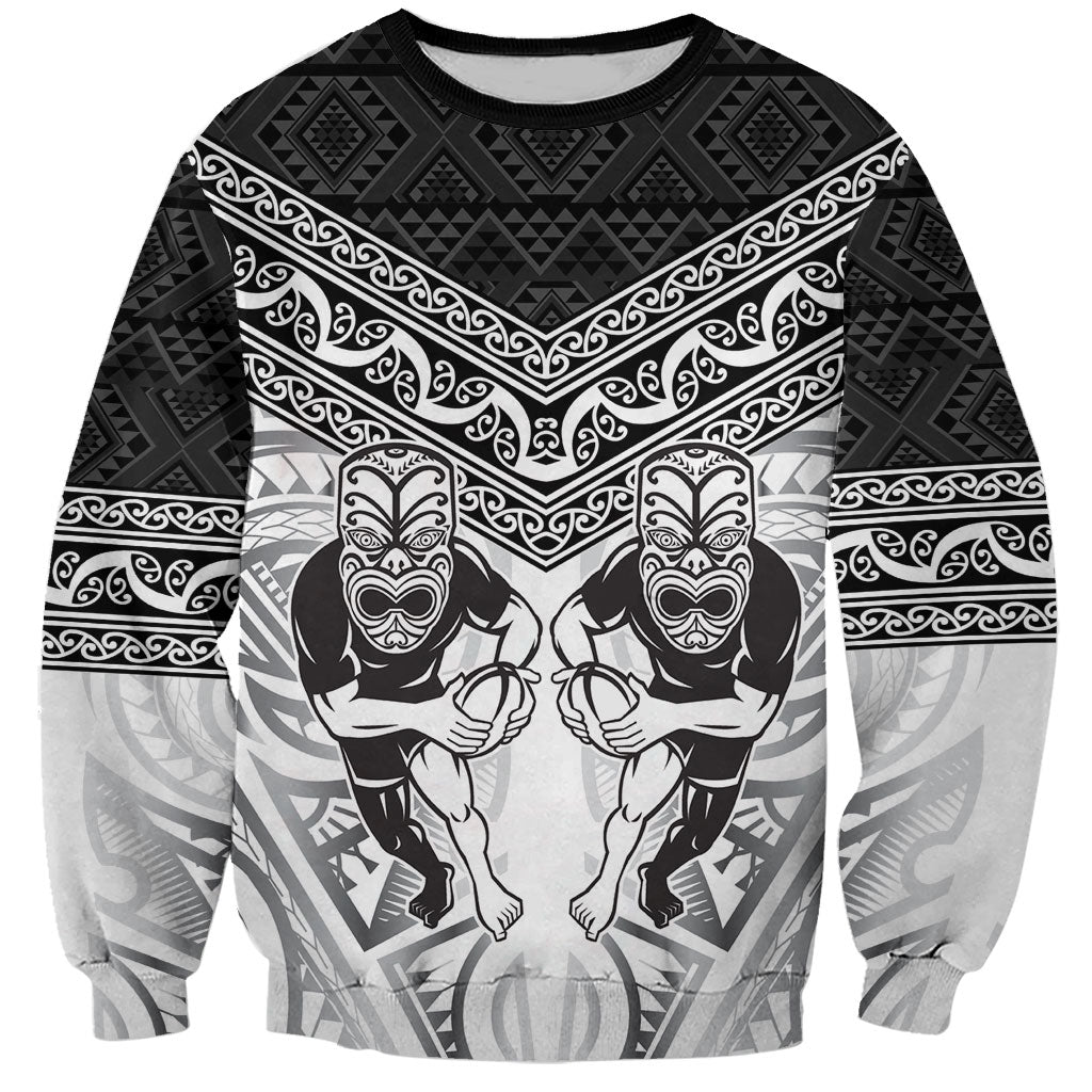 Custom Rugby New Zealand Black Fern Sweatshirt Niho Taniwha Inspired LT9 Unisex White - Polynesian Pride