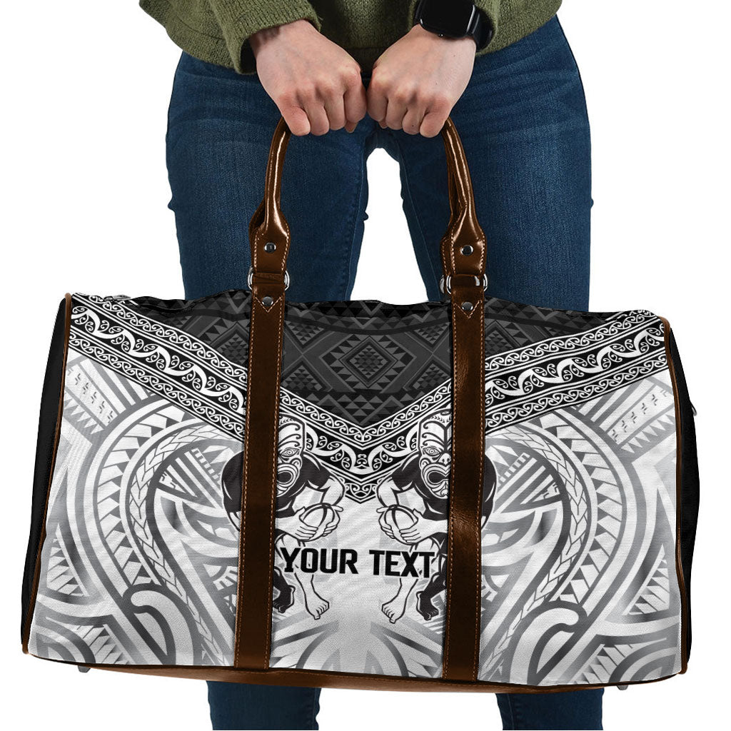 Custom Rugby New Zealand Black Fern Travel Bag Niho Taniwha Inspired LT9 White - Polynesian Pride