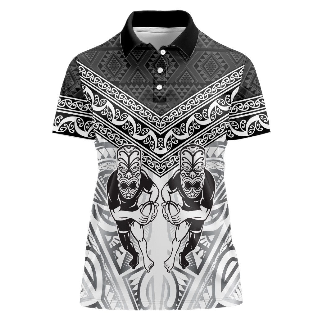 Custom Rugby New Zealand Black Fern Women Polo Shirt Niho Taniwha Inspired LT9 Female White - Polynesian Pride