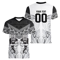 Custom Rugby New Zealand Black Fern Women V-Neck T-Shirt Niho Taniwha Inspired