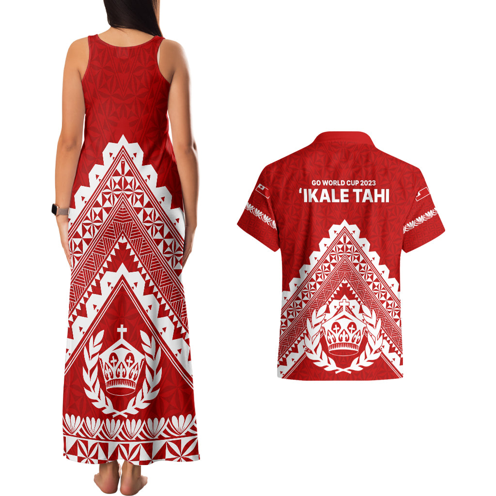 Tonga Rugby Couples Matching Tank Maxi Dress And Hawaiian Shirt Proud Tongan Ngatu Kupesi World Cup 2023 No1 LT9 - Polynesian Pride