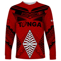 Custom Tonga Rugby Long Sleeve Shirt Proud Tongan Ngatu Kupesi World Cup 2023 No2 LT9 Unisex Black - Polynesian Pride