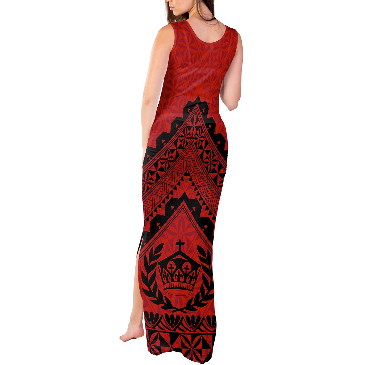 Custom Tonga Rugby Tank Maxi Dress Proud Tongan Ngatu Kupesi World Cup 2023 No2 LT9 - Polynesian Pride
