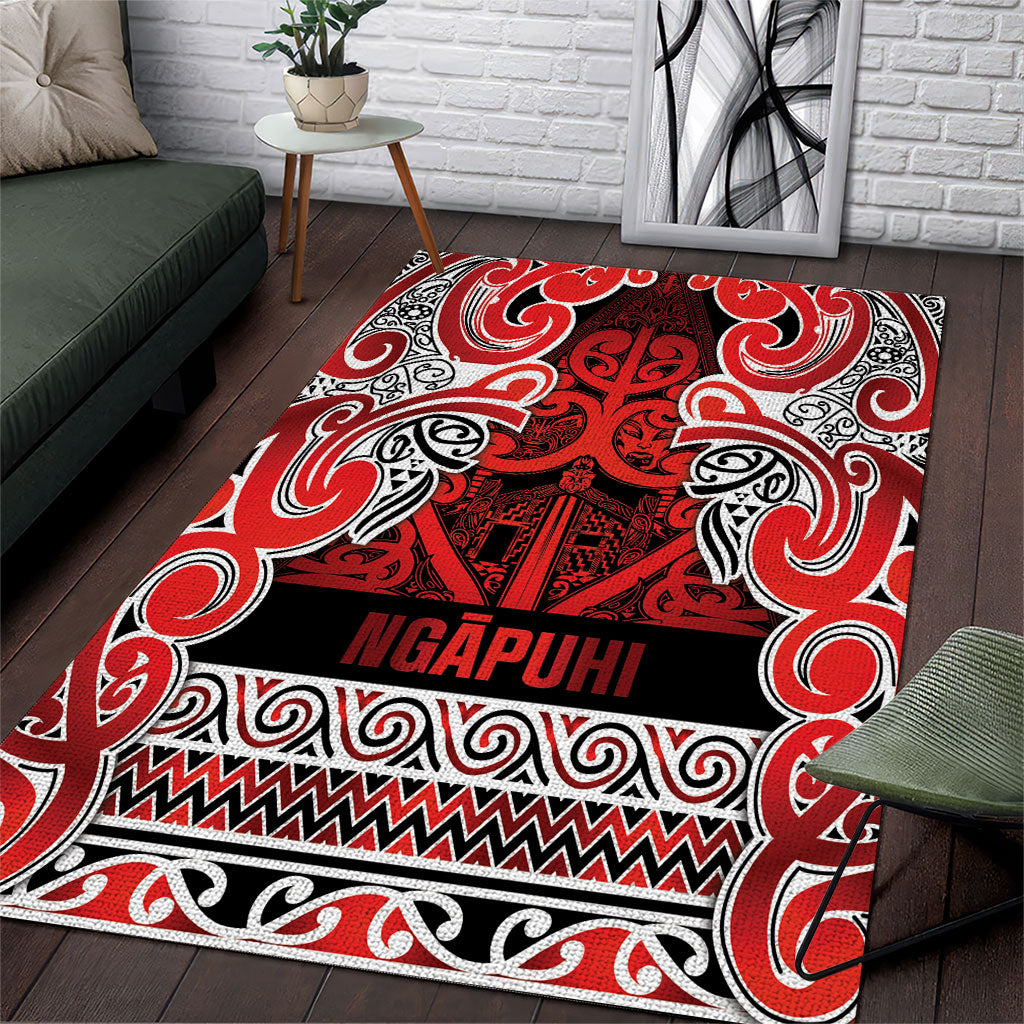 Aotearoa Iwi Ngapuhi Area Rug Maori Wharenui House Tribal Pattern LT9 Red - Polynesian Pride
