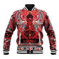 Aotearoa Iwi Ngapuhi Baseball Jacket Maori Wharenui House Tribal Pattern LT9 Unisex Red - Polynesian Pride