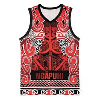 Aotearoa Iwi Ngapuhi Basketball Jersey Maori Wharenui House Tribal Pattern LT9 Unisex Red - Polynesian Pride