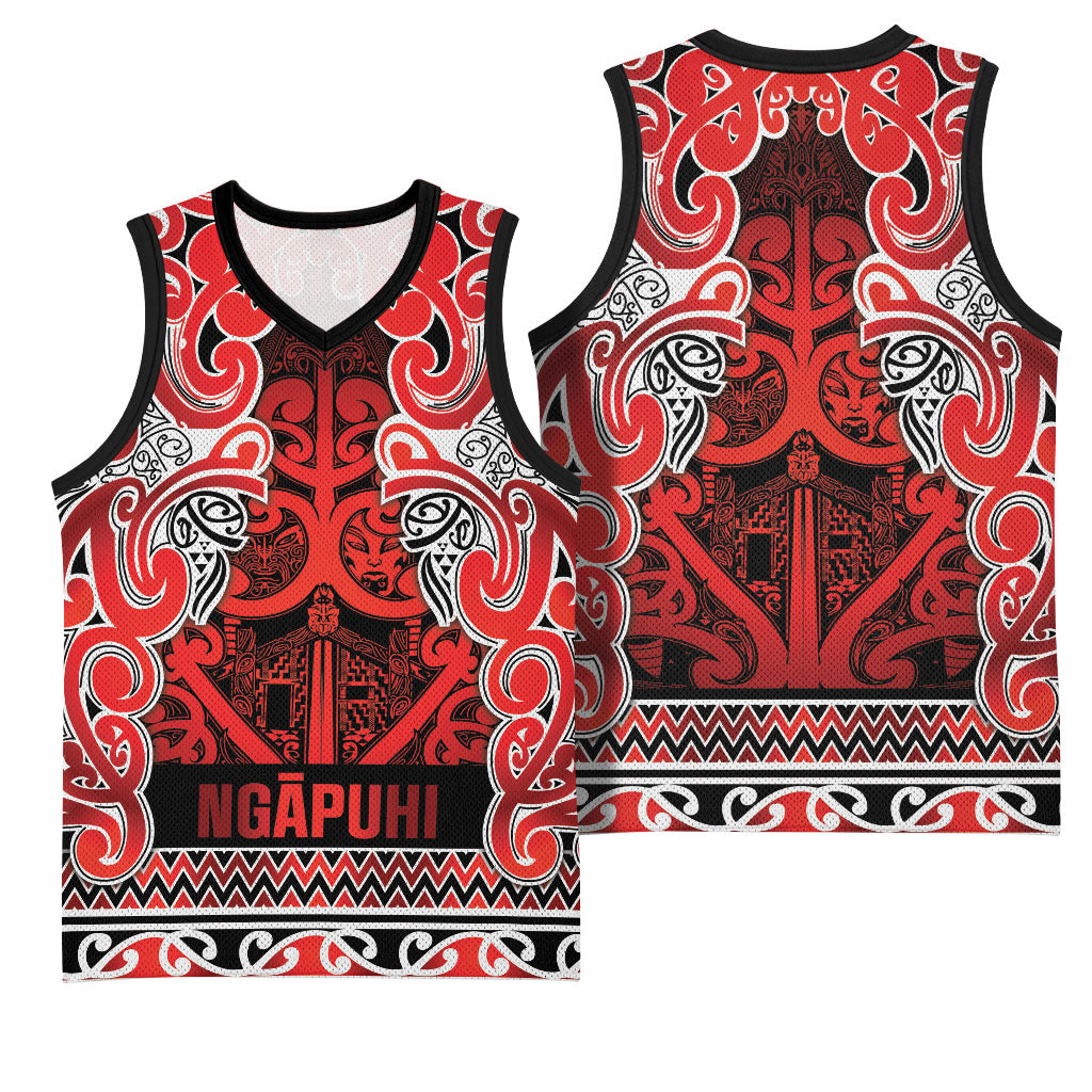 Aotearoa Iwi Ngapuhi Basketball Jersey Maori Wharenui House Tribal Pattern LT9 - Polynesian Pride