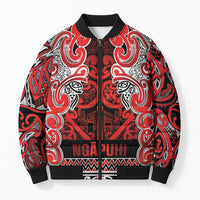 Aotearoa Iwi Ngapuhi Bomber Puffer Jacket Maori Wharenui House Tribal Pattern LT9 Unisex Red - Polynesian Pride