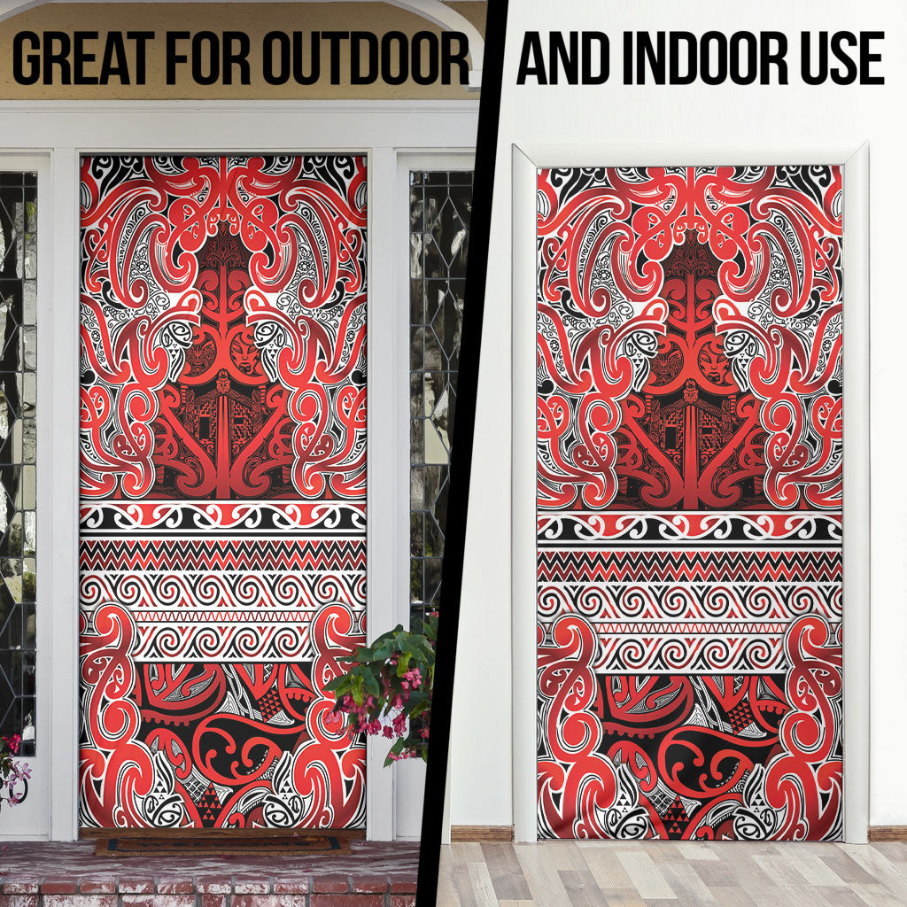 Aotearoa Iwi Ngapuhi Door Cover Maori Wharenui House Tribal Pattern LT9 - Polynesian Pride