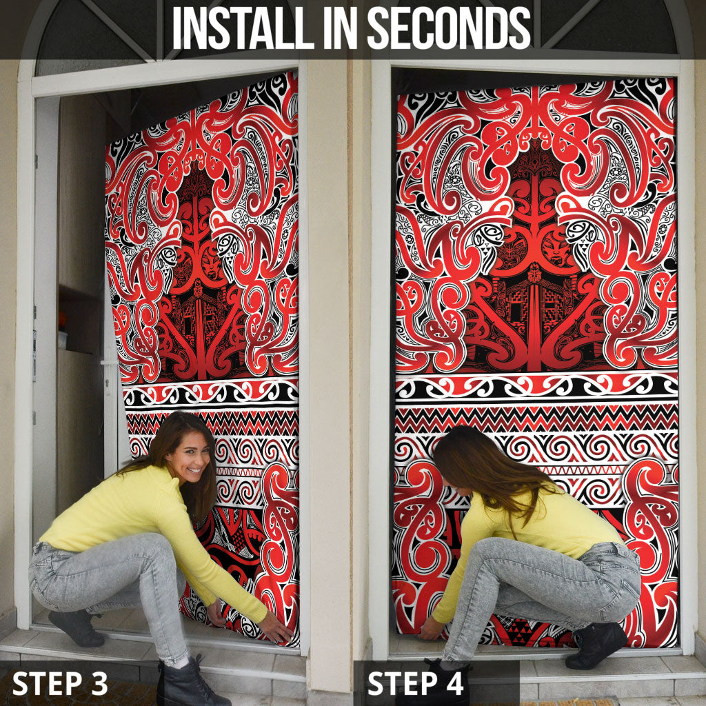 Aotearoa Iwi Ngapuhi Door Cover Maori Wharenui House Tribal Pattern LT9 - Polynesian Pride