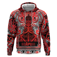Aotearoa Iwi Ngapuhi Hoodie Maori Wharenui House Tribal Pattern LT9 Pullover Hoodie Red - Polynesian Pride