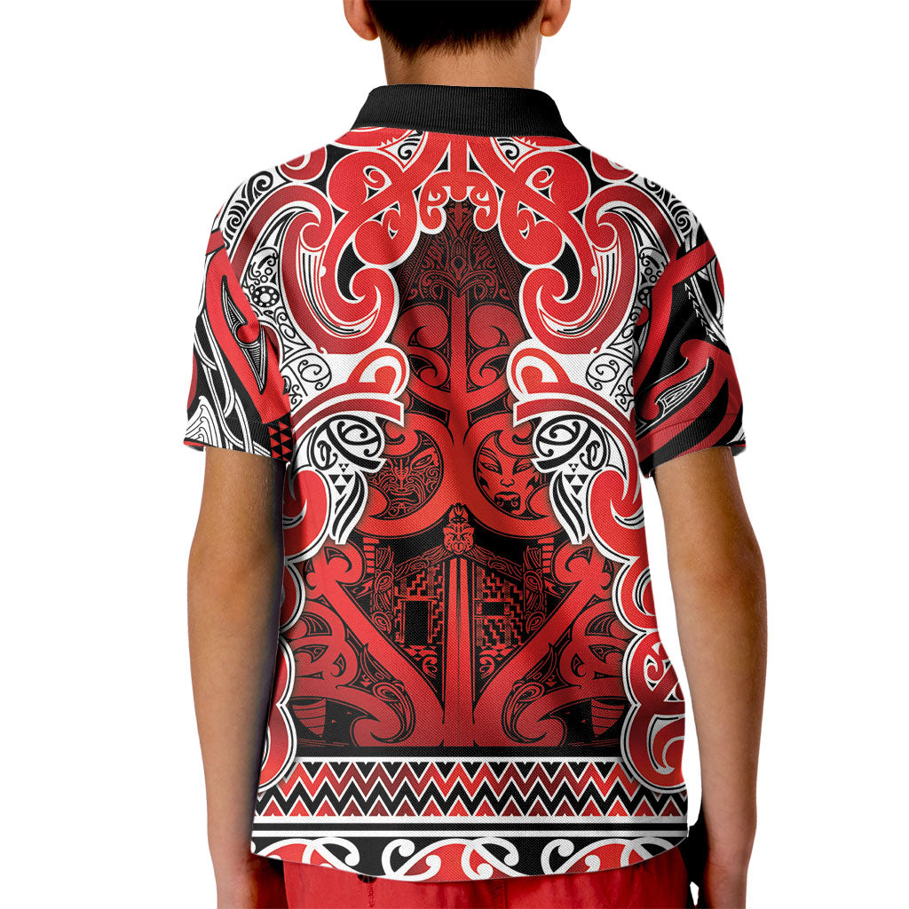 Aotearoa Iwi Ngapuhi Kid Polo Shirt Maori Wharenui House Tribal Pattern LT9 - Polynesian Pride