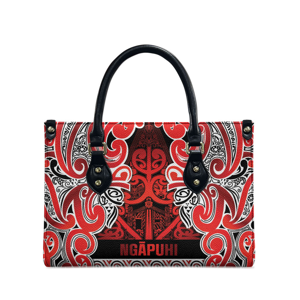 Aotearoa Iwi Ngapuhi Leather Bag Maori Wharenui House Tribal Pattern LT9 - Polynesian Pride