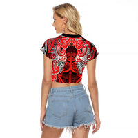 Aotearoa Iwi Ngapuhi Raglan Cropped T Shirt Maori Wharenui House Tribal Pattern LT9 - Polynesian Pride