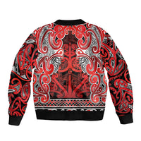 Aotearoa Iwi Ngapuhi Sleeve Zip Bomber Jacket Maori Wharenui House Tribal Pattern LT9 - Polynesian Pride