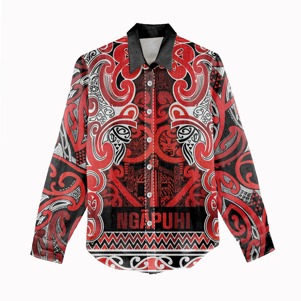 Aotearoa Iwi Ngapuhi Women Casual Shirt Maori Wharenui House Tribal Pattern LT9 - Polynesian Pride