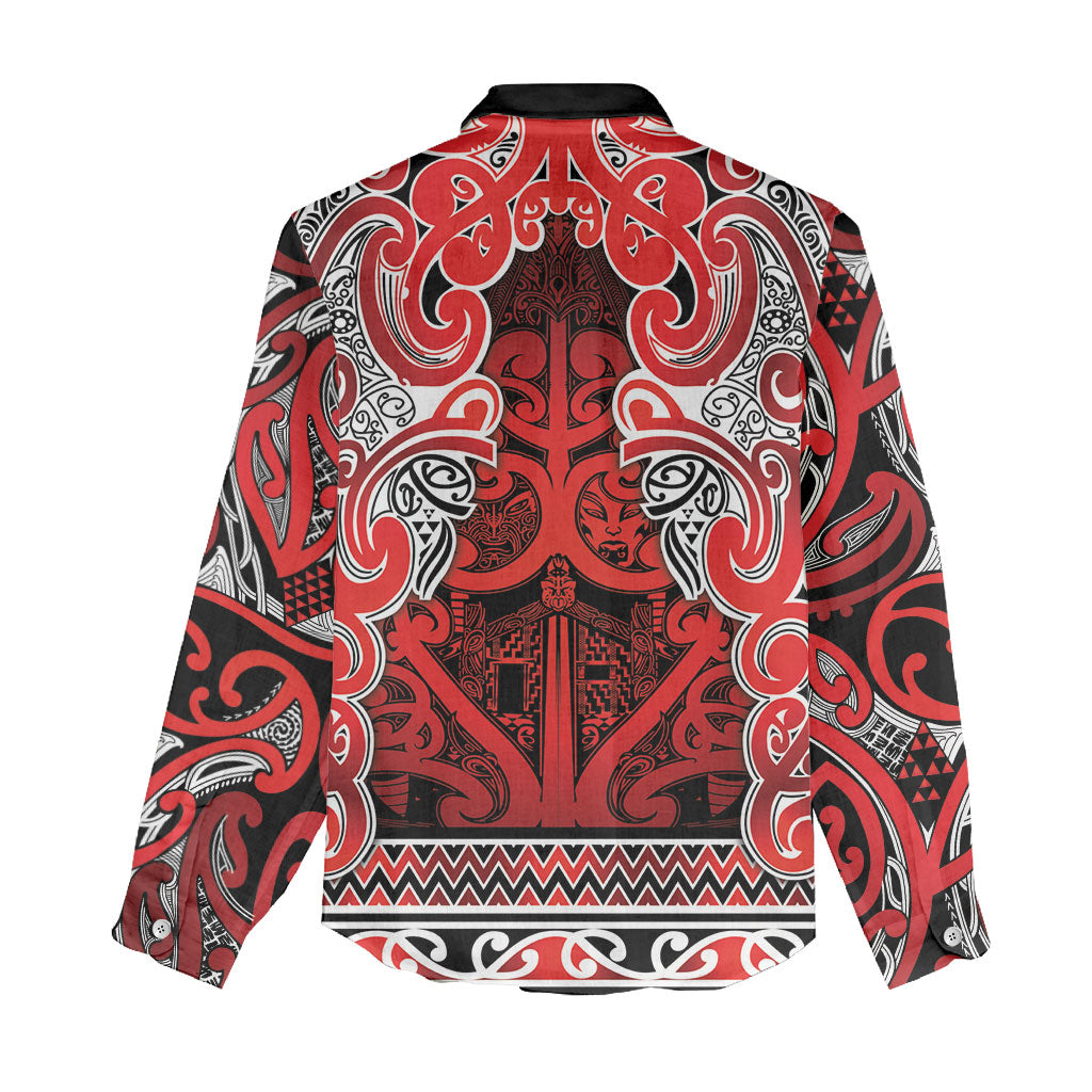 Aotearoa Iwi Ngapuhi Women Casual Shirt Maori Wharenui House Tribal Pattern LT9 - Polynesian Pride