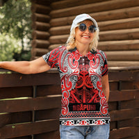 Aotearoa Iwi Ngapuhi Women Polo Shirt Maori Wharenui House Tribal Pattern LT9 - Polynesian Pride