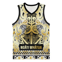 Aotearoa Iwi Ngati Whatua Basketball Jersey Maori Wharenui House Tribal Pattern LT9 Unisex Gold - Polynesian Pride