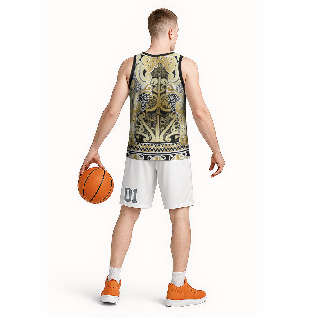 Aotearoa Iwi Ngati Whatua Basketball Jersey Maori Wharenui House Tribal Pattern LT9 - Polynesian Pride
