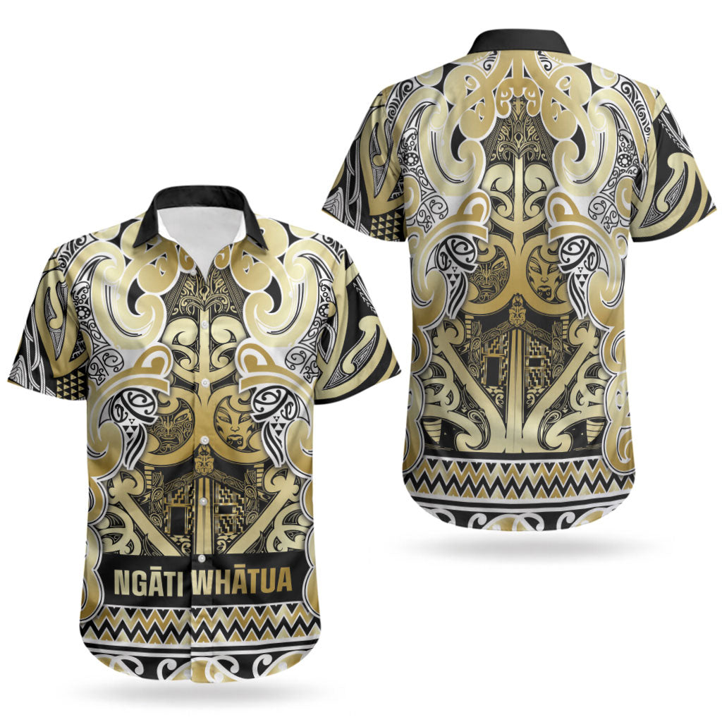 Aotearoa Iwi Ngati Whatua Couples Matching Off Shoulder Short Dress and Hawaiian Shirt Maori Wharenui House Tribal Pattern LT9 - Polynesian Pride