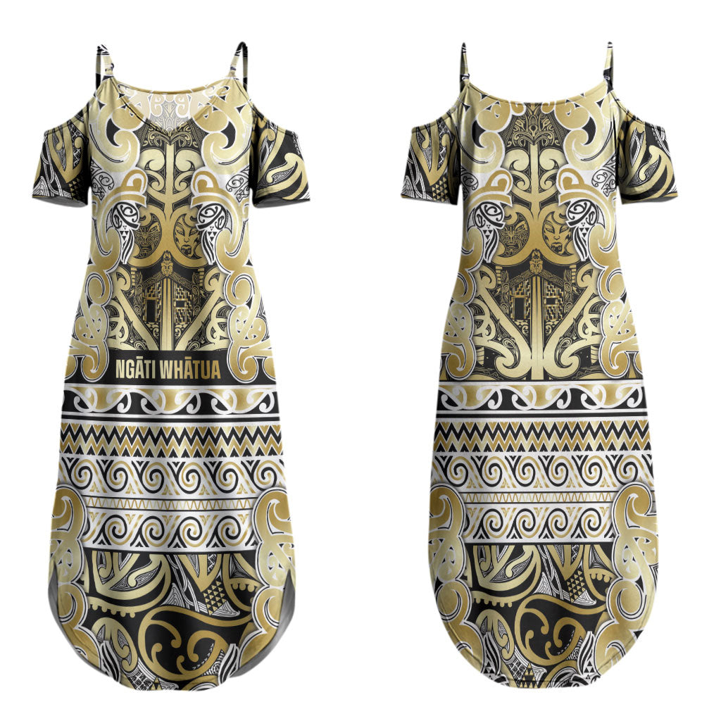 Aotearoa Iwi Ngati Whatua Couples Matching Summer Maxi Dress and Long Sleeve Button Shirt Maori Wharenui House Tribal Pattern LT9 - Polynesian Pride