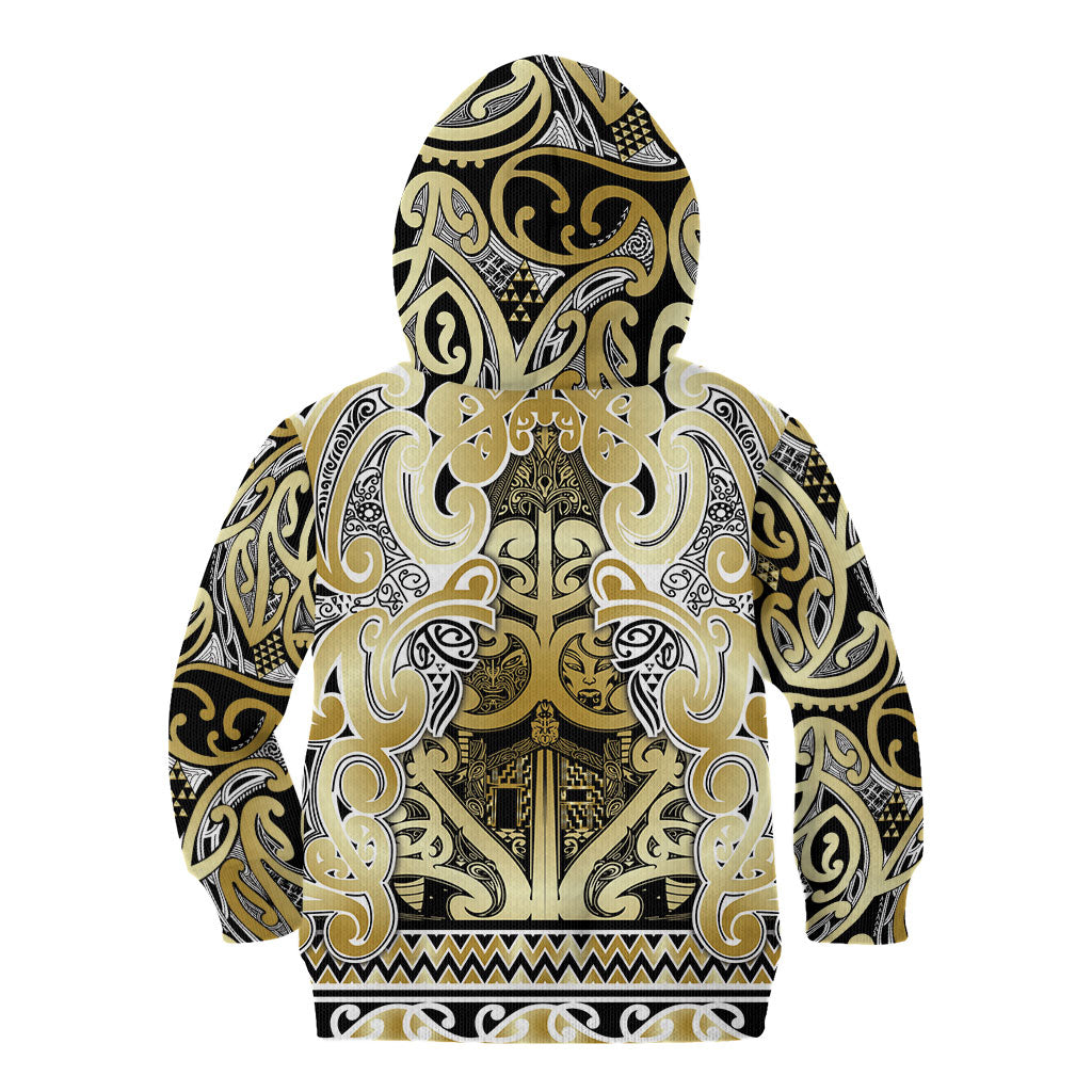 Aotearoa Iwi Ngati Whatua Kid Hoodie Maori Wharenui House Tribal Pattern LT9 - Polynesian Pride