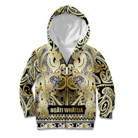 Aotearoa Iwi Ngati Whatua Kid Hoodie Maori Wharenui House Tribal Pattern LT9 Zip Hoodie Gold - Polynesian Pride