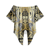 Aotearoa Iwi Ngati Whatua Off Shoulder Wrap Waist Top Maori Wharenui House Tribal Pattern LT9 - Polynesian Pride