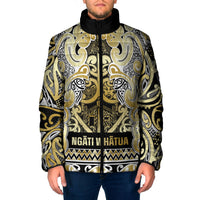 Aotearoa Iwi Ngati Whatua Padded Jacket Maori Wharenui House Tribal Pattern LT9 Men Gold - Polynesian Pride