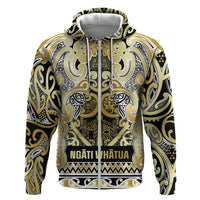Aotearoa Iwi Ngati Whatua Zip Hoodie Maori Wharenui House Tribal Pattern LT9 Zip Hoodie Gold - Polynesian Pride
