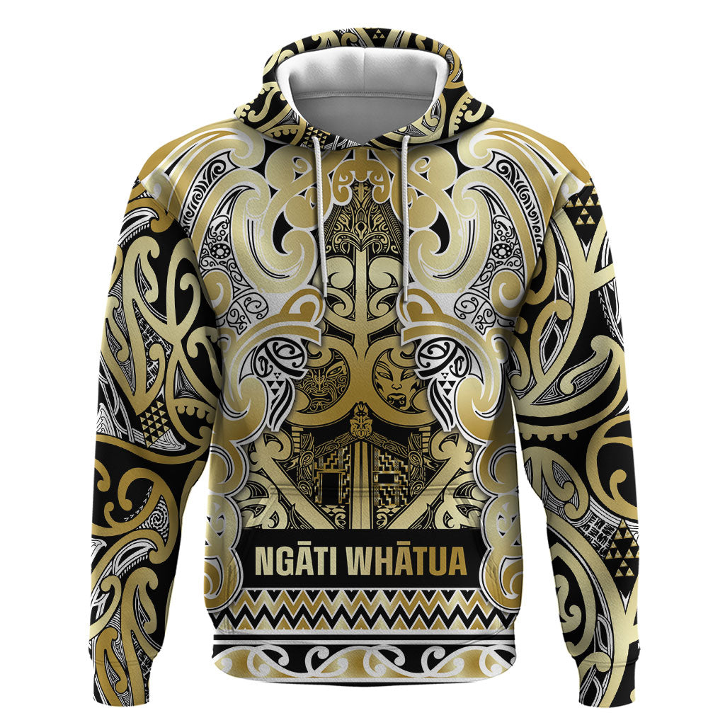 Aotearoa Iwi Ngati Whatua Zip Hoodie Maori Wharenui House Tribal Pattern LT9 Pullover Hoodie Gold - Polynesian Pride