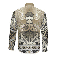 Aotearoa Iwi Waikato Tainui Long Sleeve Button Shirt Maori Wharenui House Tribal Pattern LT9 - Polynesian Pride