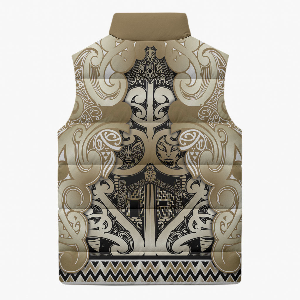 Aotearoa Iwi Waikato Tainui Sleeveless Puffer Jacket Maori Wharenui House Tribal Pattern LT9 - Polynesian Pride